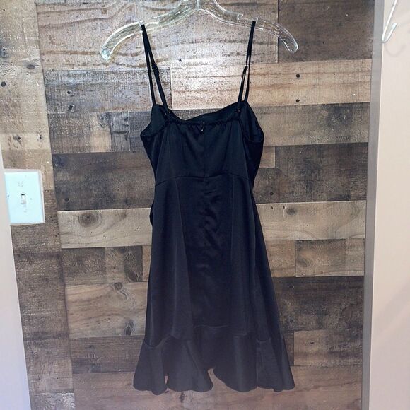 Princess Polly Black Spaghetti Strap Ruffle Wrap Dress - Picture 6 of 8